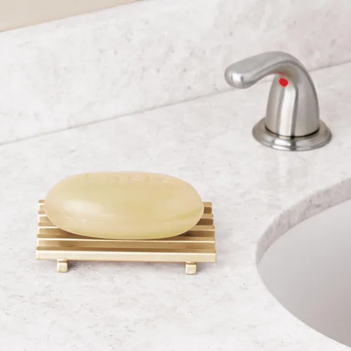 Vista 3 de [Usado] iDesign Jabonera para barra de jabón - Soporte de jabón para barra de cocina y baño, latón suave