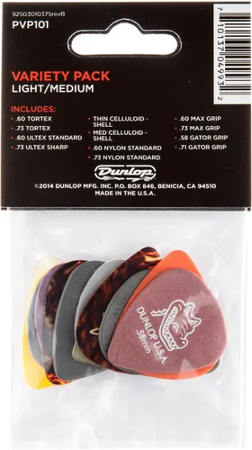 Vista 2 de Paquete variado de 12 púas Dunlop PVP101, Colores Variados