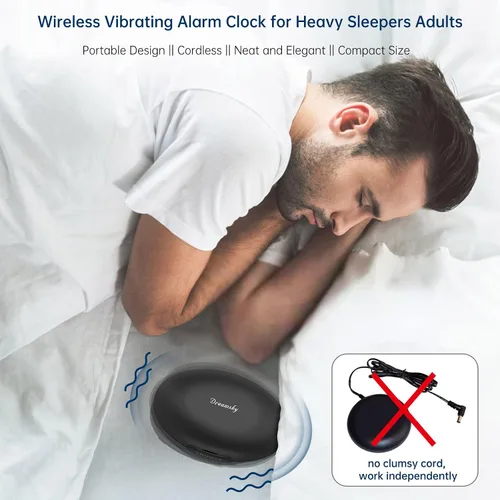 Vista 2 de DreamSky Reloj despertador vibratorio para personas que duermen mucho y Negro