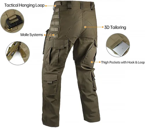 Vista 4 de Free Soldier - Pantalones tácticos tipo cargo para hombre para uso en exteriores