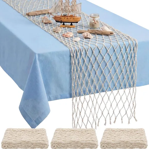 Vista 10 de SATINIOR 6 piezas de red de pesca de 12 x 108 pulgadas, decoración de Natural