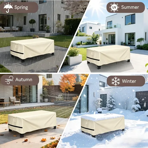 Vista 7 de Cubierta rectangular para mesa de café al aire libre, 40 pulgadas Beige
