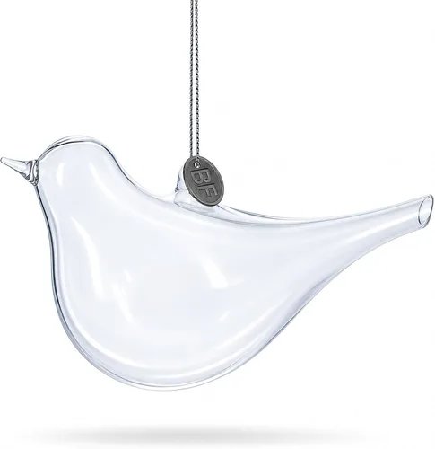 Vista 2 de Adorno de Navidad de vidrio transparente soplado de pájaro elegante