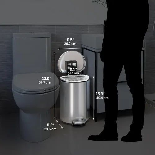 Vista 6 de iTouchless SoftStep - Cubo de basura delgado de 3 galones con filtro de olor y cubo interior extraíble, acero inoxidable de 11 litros que ahorra