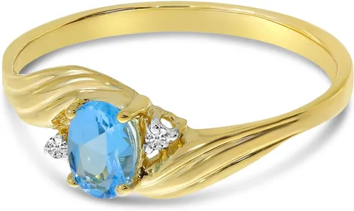 Vista 3 de Anillo de topacio azul y diamante en oro amarillo de 10 quilates