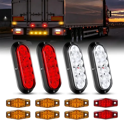 Vista 22 de Nilight Luces traseras LED ovaladas de 6 pulgadas, color rojo, paquete de 2