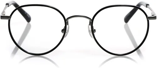 Vista 4 de eyebobs BFF - Gafas de lectura unisex prémium para hombres y mujeres Gafas redondas Frente azul y plateado con patillas plateadas