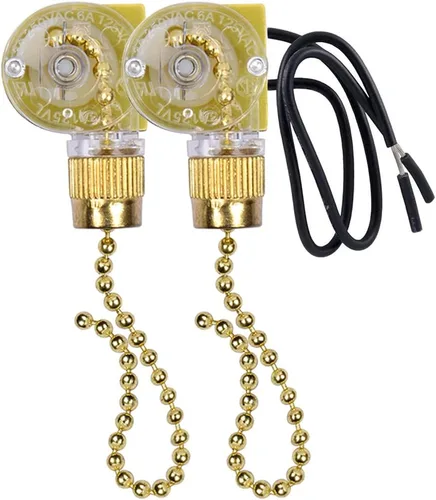 Vista 10 de Zing Ear ZE-109 - Interruptor de ventilador de techo, luz de dos cables de encendido y apagado con cables de cadena de tracción compatible
