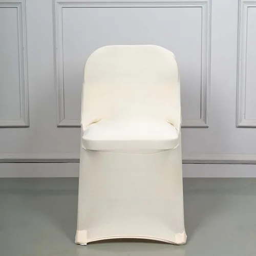 Vista 5 de Efavormart - Funda para silla plegable elástica de elastano, ajustable, para cenas, eventos, bodas, fiestas, banquetes, catering, color beige