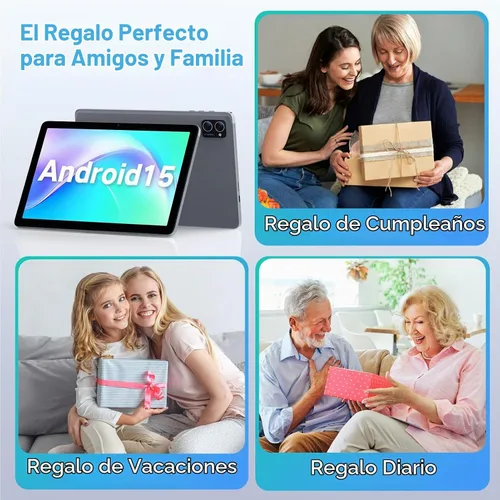 Vista 9 de Tablet Android 15 de 10.1 Pulgadas con Gemini AI – Octa-Core 12GB RAM 128GB ROM (Expandible a 2TB), Tablets PC con Pantalla Táctil HD Grande