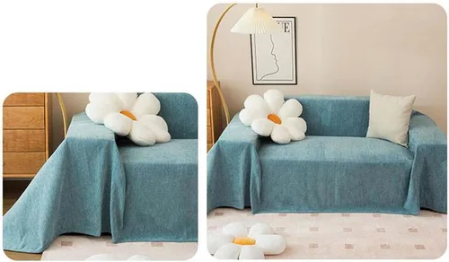 Vista 2 de Fundas para sofá de sala de estar, fundas de sofá de color sólido verde para perros, chenilla, 51 pulgadas de ancho x 71 pulgadas de largo
