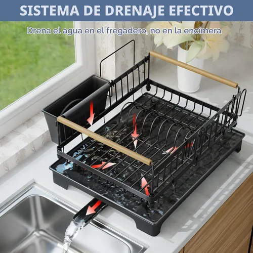 Vista 5 de Escurridor de platos para encimera de cocina con escurridor de platos