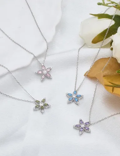 Vista 5 de 925 Sterling Silver Love Heart Birthstone Necklaces Silver Necklace Zircon Pendant Necklaces for Women Jewelry Gift for Women Wife Girls Her