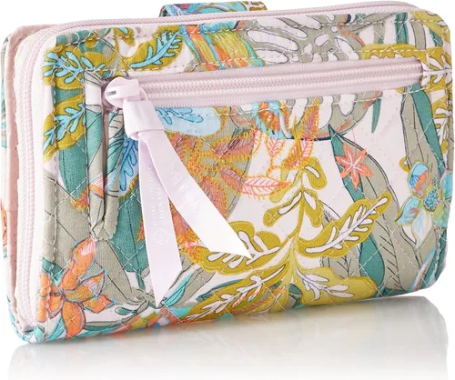 Vista 2 de Vera Bradley Cartera de algodón con protección RFID para mujer, Painted Feathers