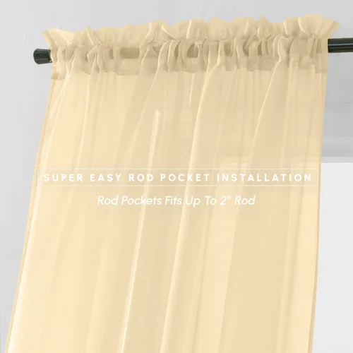 Vista 3 de Elegant Comfort Panel transparente de 2 piezas con bolsillo para barra de 2 pulgadas, cortinas de ventana de 40 pulgadas de ancho x 84 pulgadas