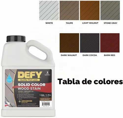 Vista 3 de DEFY Tinte de madera de color sólido - Piedra gris, 1 galón - Pintura duradera para terrazas y cercas de madera – Resistente a los rayos UV, pintura