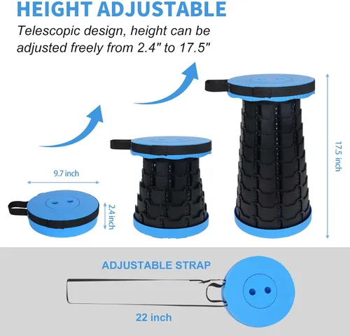 Vista 2 de Taburete plegable mejorado, silla plegable con bloqueo de interruptor, taburete de camping plegable plegable con capacidad de carga de 400 libras