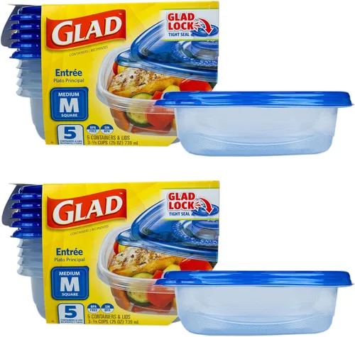 Vista 9 de GladWare Sopa y Ensalada para Uso Diario, Almacenamiento Rectangular Mediano, Estándar, 24 Onzas, Juego de 5