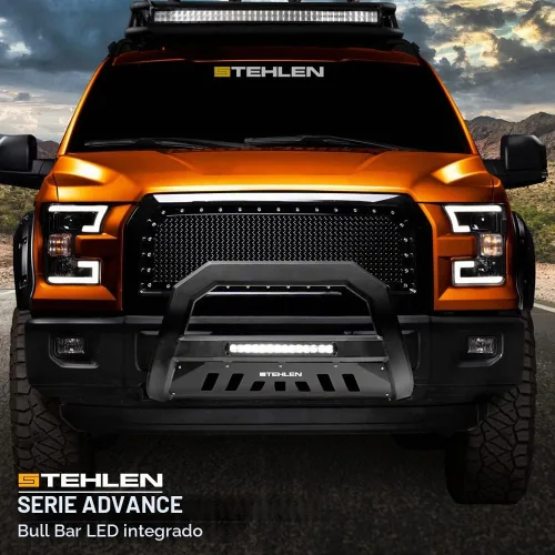 Vista 3 de Stehlen 733469493044 Compatible con 2009-2018 Dodge Ram 1500/2019-2022 Classic Advance Series Barra de toro LED de aluminio en negro mate