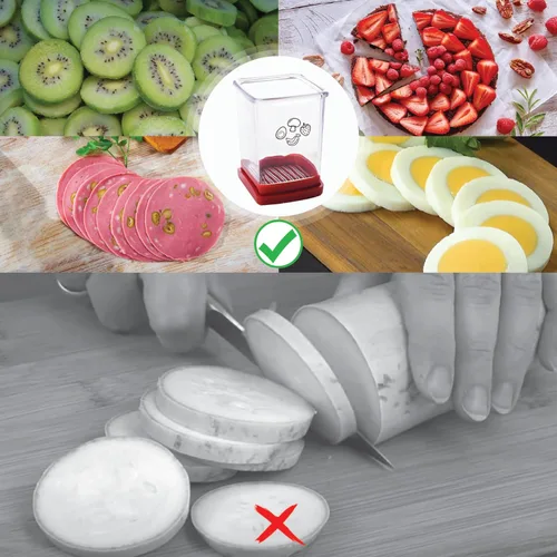 Vista 4 de Cortador y picador de frutas - Cortador de tazas para fresa, uva, plátano, champiñones, utensilios de cocina para frutas y verduras, herramienta