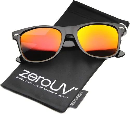 Vista 10 de zeroUV Gafas de sol reflectantes mate planas 8025 de estilo con borde de cuerno grande con lente de color flash