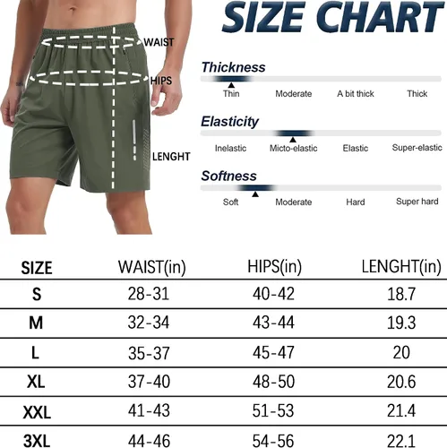 Vista 6 de Pantalones cortos deportivos para correr para hombre, de secado rápido, pantalones cortos de gimnasio de 7 pulgadas, ligeros, deportivos