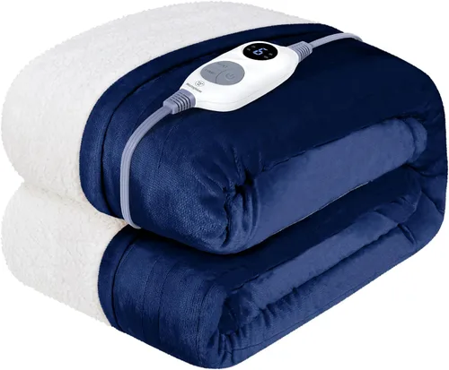 Vista 20 de Westinghouse - Manta eléctrica con calefacción, suave manta de franela a sherpa con 6 niveles de calefacción, configuración de tiempo de 2-10 horas