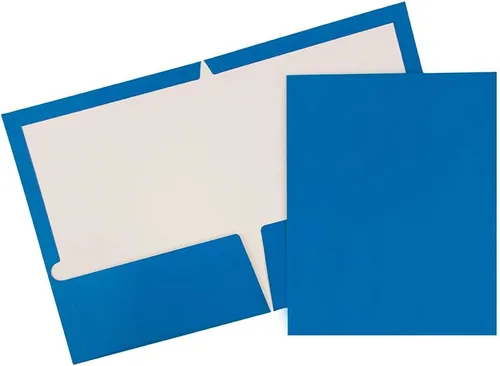 Vista 8 de JAM PAPER Carpetas brillantes laminadas con dos bolsillos, color azul bebé, paquete de 3