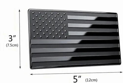 Vista 2 de 5" x 3" Black American Flag Emblem for Cars Negro