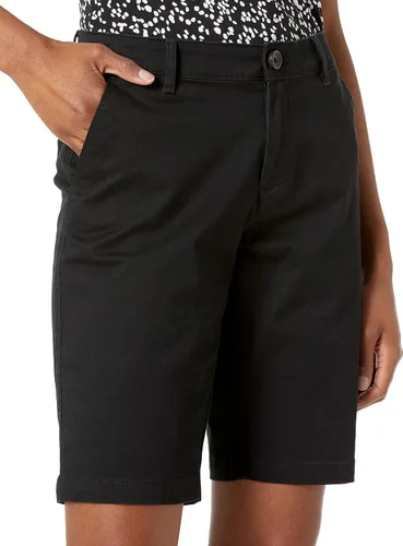 Vista 3 de Tienda Essentials Bermudas caqui de tiro medio y entrepierna de 10 pulgadas para mujer