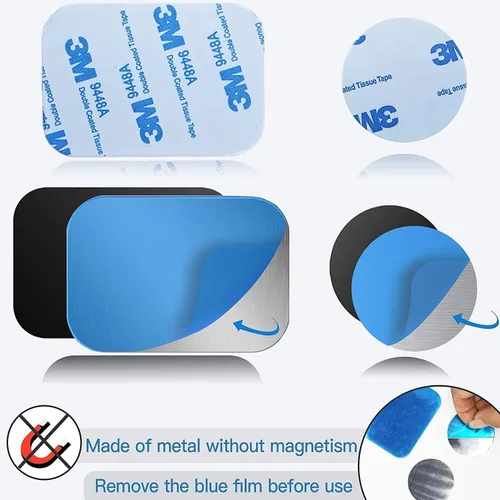 Vista 5 de SALEX Adhesivos metálicos para teléfono para montaje magnético. Juego de 32 placas de metal magnéticas para automóvil dentro de la funda