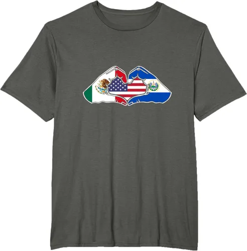 Vista 7 de Corazón manos México, El Salvador y Estados Unidos. Camiseta, Negro