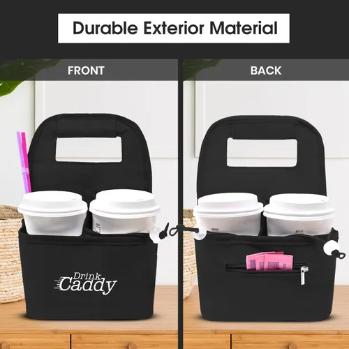 Vista 3 de Organizador de bebidas portátil para bebidas y portavasos de café reutilizable, bolsa plegable de 4 tazas con bolsillos organizadores, asegura
