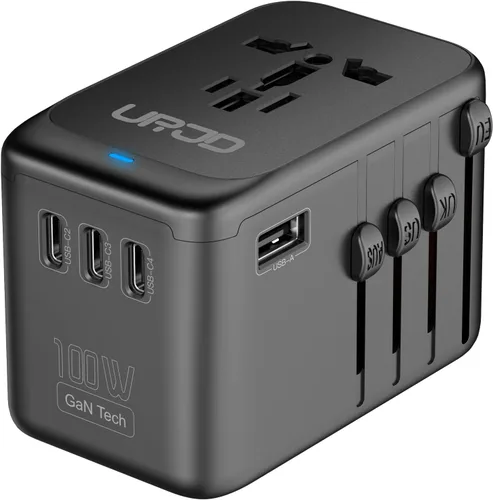 Vista 11 de Adaptador universal de viaje, carga rápida PD de 35 W, 5 puertos USB C/A 2500W AC Outlet, International Power Adapter for Europe UK US AU 200+