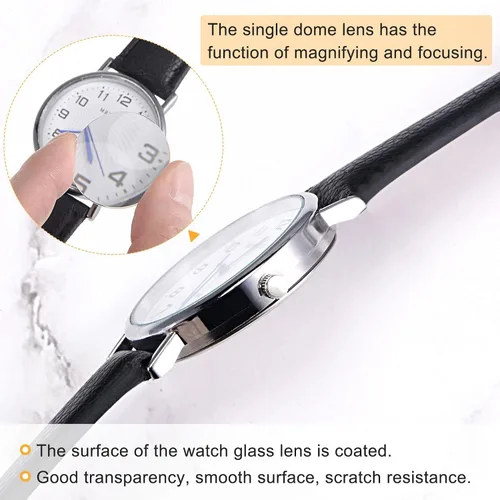 Vista 5 de uxcell Paquete de 8 lentes de cristal de 0.059 in de diámetro para reloj, cúpula única, redonda, grosor de borde de 0.059 in para reparación