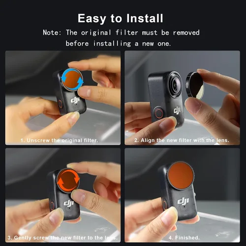 Vista 7 de Haoge Filtro de difusión negra de 1/4 para DJI Osmo Nano, filtro de lente de niebla cinematográfica de ensueño, filtro de vidrio óptico HD