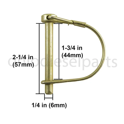Vista 2 de Pasador de bloqueo de eje de alambre redondo PTO 1/4" x 1-3/4" (paquete de 3)
