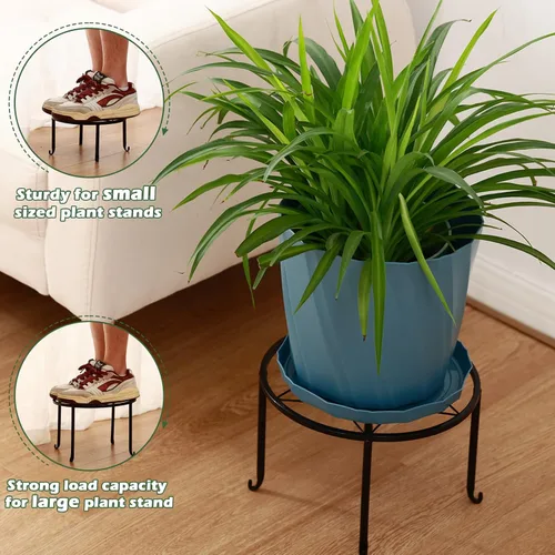 Vista 5 de Paquete de 6 soportes de metal grandes de 9 pulgadas para interiores y exteriores, soporte para plantas en maceta de hierro a prueba de óxido