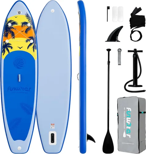Vista 25 de FunWater Tabla de remo inflable de 11 pies y 10 pies 6 pulgadas con accesorios de tabla de remo de SUP de alta calidad, cubierta de EVA Grano