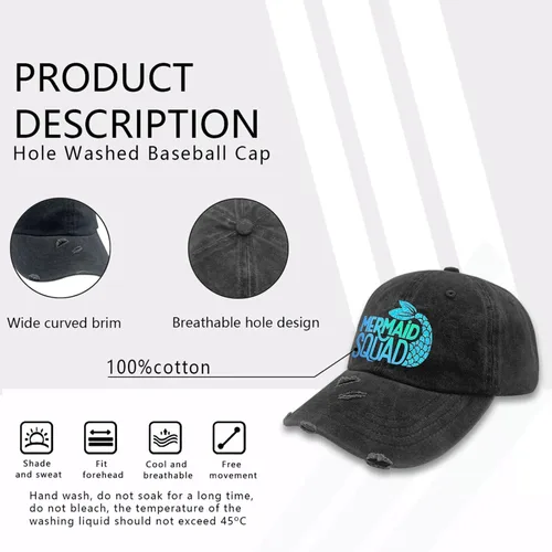 Vista 7 de Mens Hats Summer Hats for Women Golf Caps Light Weight Mermaids Squad Baseball Hat Women