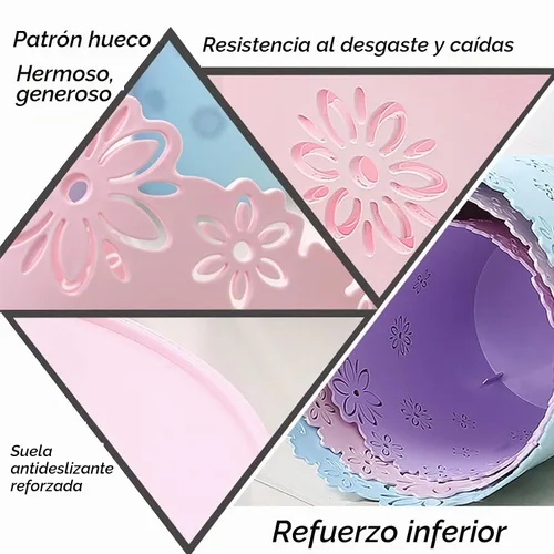 Vista 3 de Wastebasket, forma de flor hueca de plástico sin tapa, papelera de basura - M - rosa