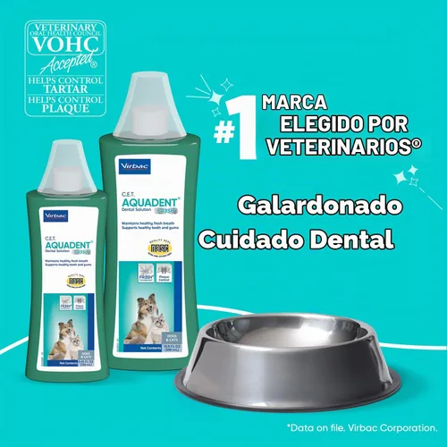 Vista 3 de Virbac C.E.T. Aquadent Solución Dental para Perros y Gatos (8.5 fl oz) VOHC approved for dogs, pet dental care, liquid pet breath freshener
