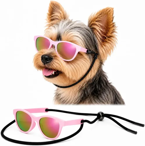 Vista 22 de G014 Retro 80s - Gafas de sol para perros y mascotas, taza de té, juguete de raza pequeña a mediana (12-25 libras, negro)