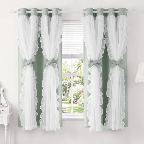 Vista 27 de PONY DANCE Cortinas 100% opacas color beige para dormitorio, 52 pulgadas de Beige - 100% Blackout