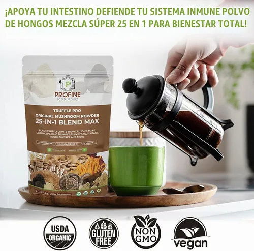 Vista 2 de PROFINE Truffle PRO - Polvo de hongos 25 en 1 Super Blend 5000 mg