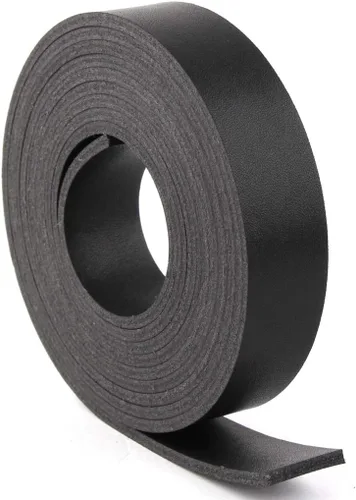 Vista 4 de lalatia Correa de cuero sintético de doble cara para manualidades, 1 pulgada de ancho, color negro, 2 yardas de largo