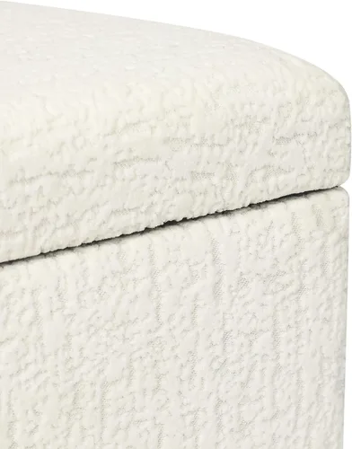 Vista 5 de Adeco Otomán Cubo de Piel Sintética Blanca de 18 Pulgadas de Alto con Almacenamiento, Taburetes Reposapiés de Silla de Terciopelo en Relieve 3D