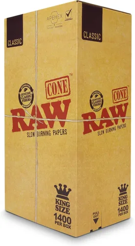 Vista 3 de RAW Classic King Size Preroll Conos – Paquete a granel de 1000 conos de papel preenrollados – Edición selecta – Punta de 0.827 in, papeles