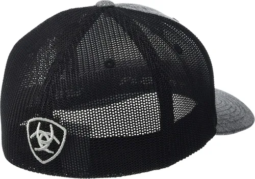Vista 2 de ARIAT Gorra Snapback con logotipo de caja para hombre, Gris jaspeado Negro