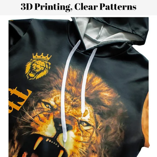 Vista 2 de Lion King - Conjunto de sudadera con capucha para hombre con estampado 3D para hombres grandes y altos, 2 piezas